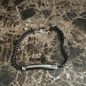 Mens diamond stainless steel bracelet